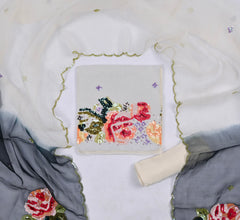 Organza White Unstitched Suit