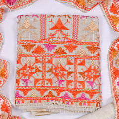 Shimmer Golden White Unstitched Suit