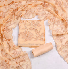 Organza Beige Unstitched Suit