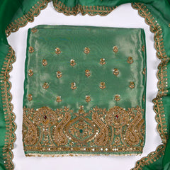 Shimmer Green Unstitched Suit