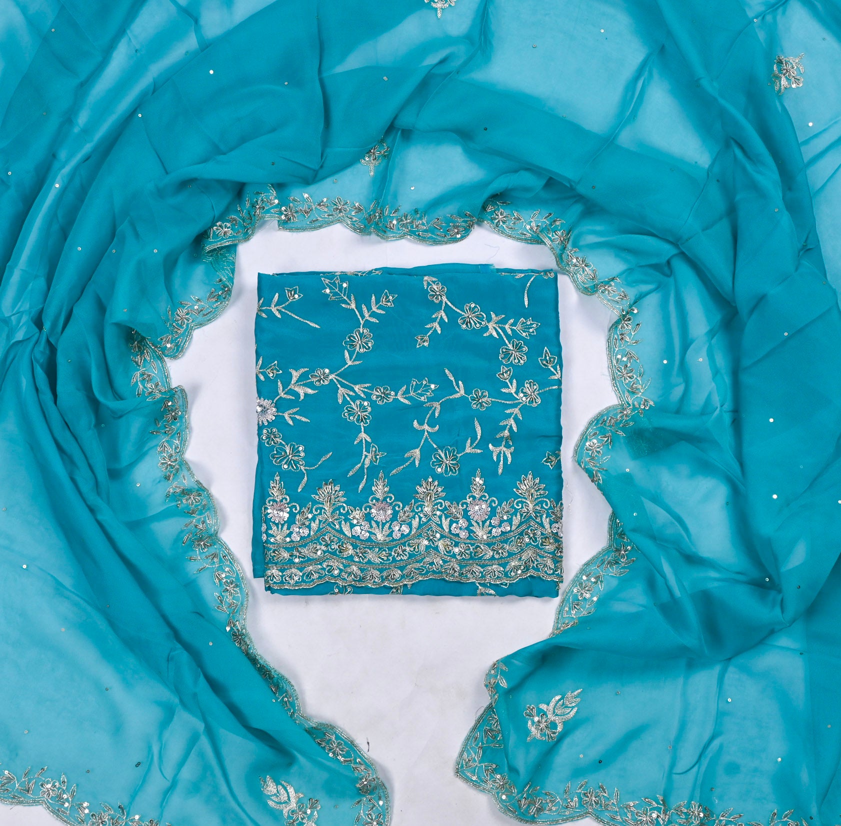 Crepe Sky Blue Unstitched Suit