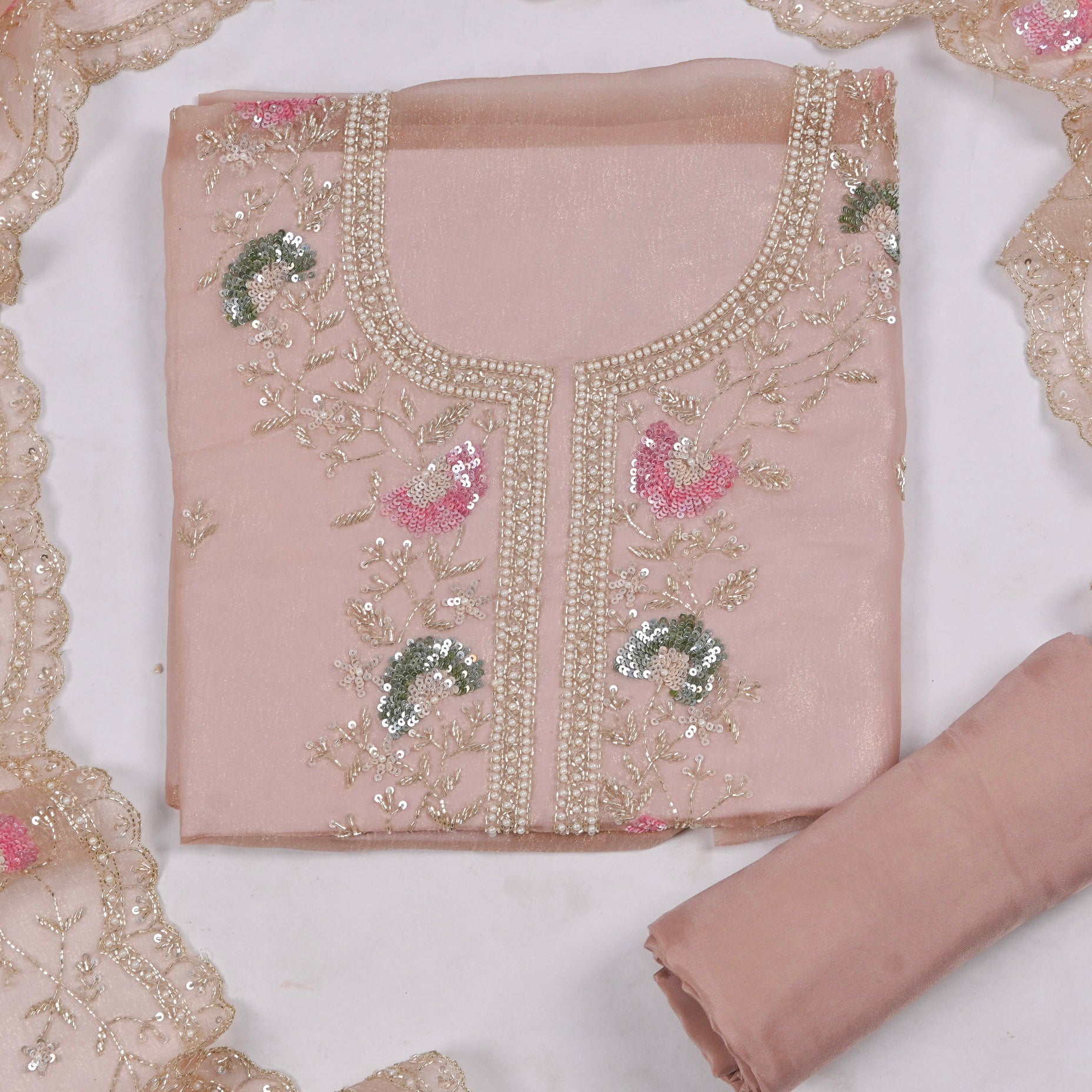 Crush Beige Unstitched Suit