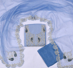 Shimmer Blue Unstitched Suit