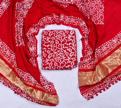 Cotton Red Unstitched Suit