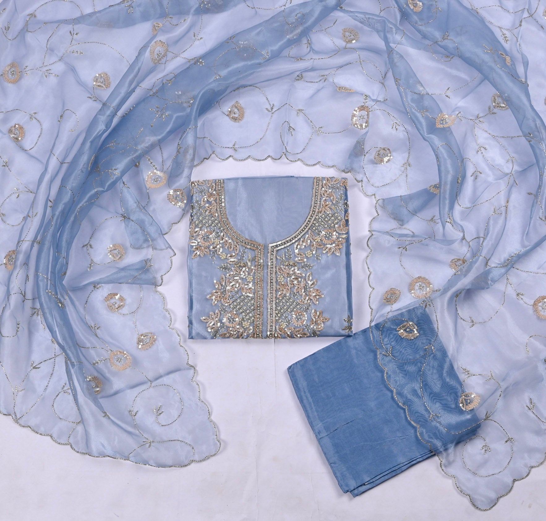 Glass Blue Unstitched Suit