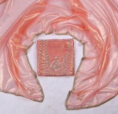 Sasha Silk Peach Unstitched Suit