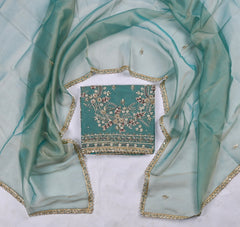 Shimmer Ferozi Unstitched Suit