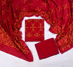 Mul Mul Maroon Phulkari Suit