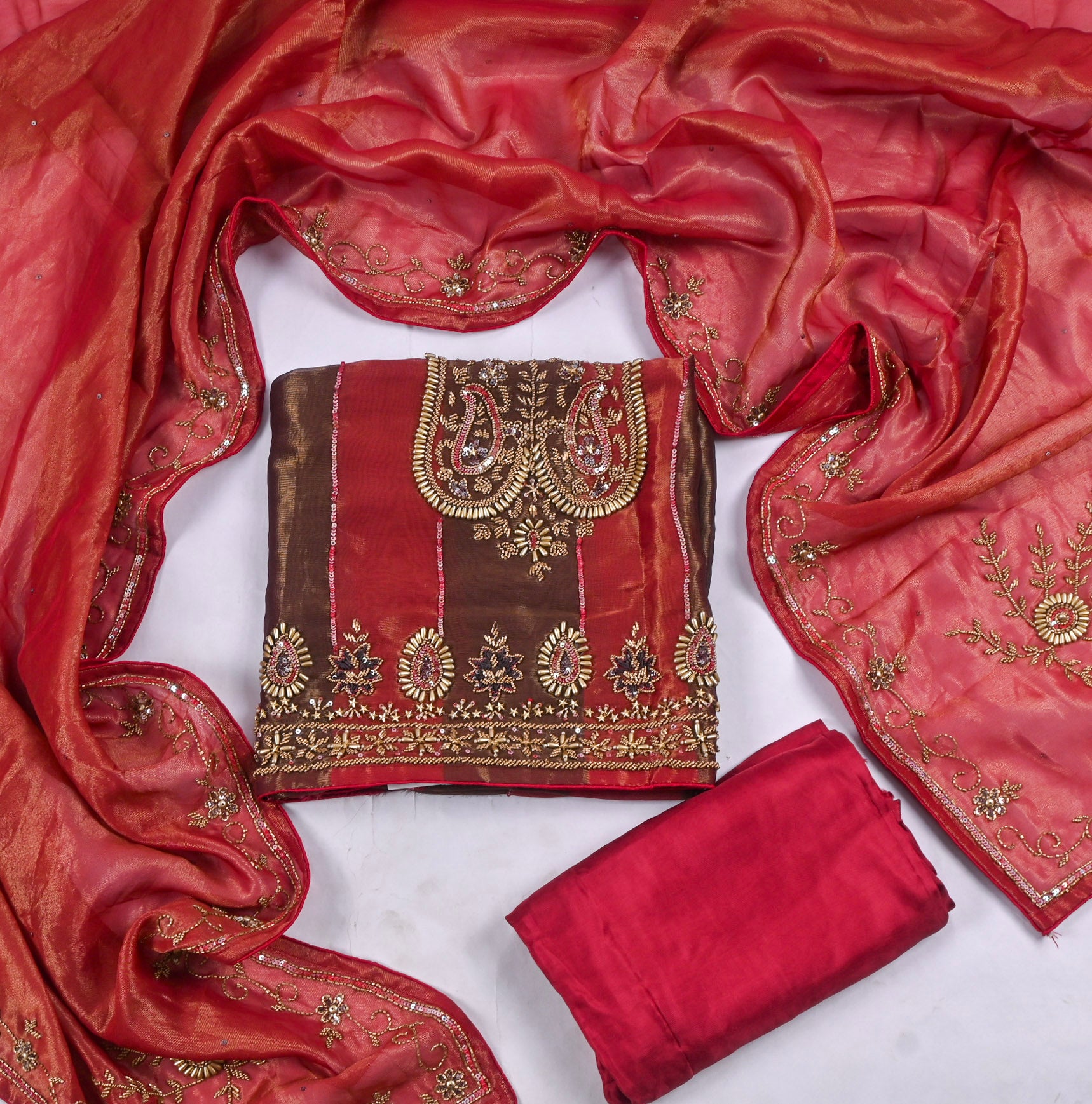 Shimmer Red Unstitched Suit