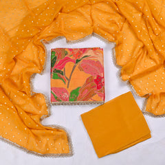 Banarasi Silk Yellow Mustard Unstitched Suit