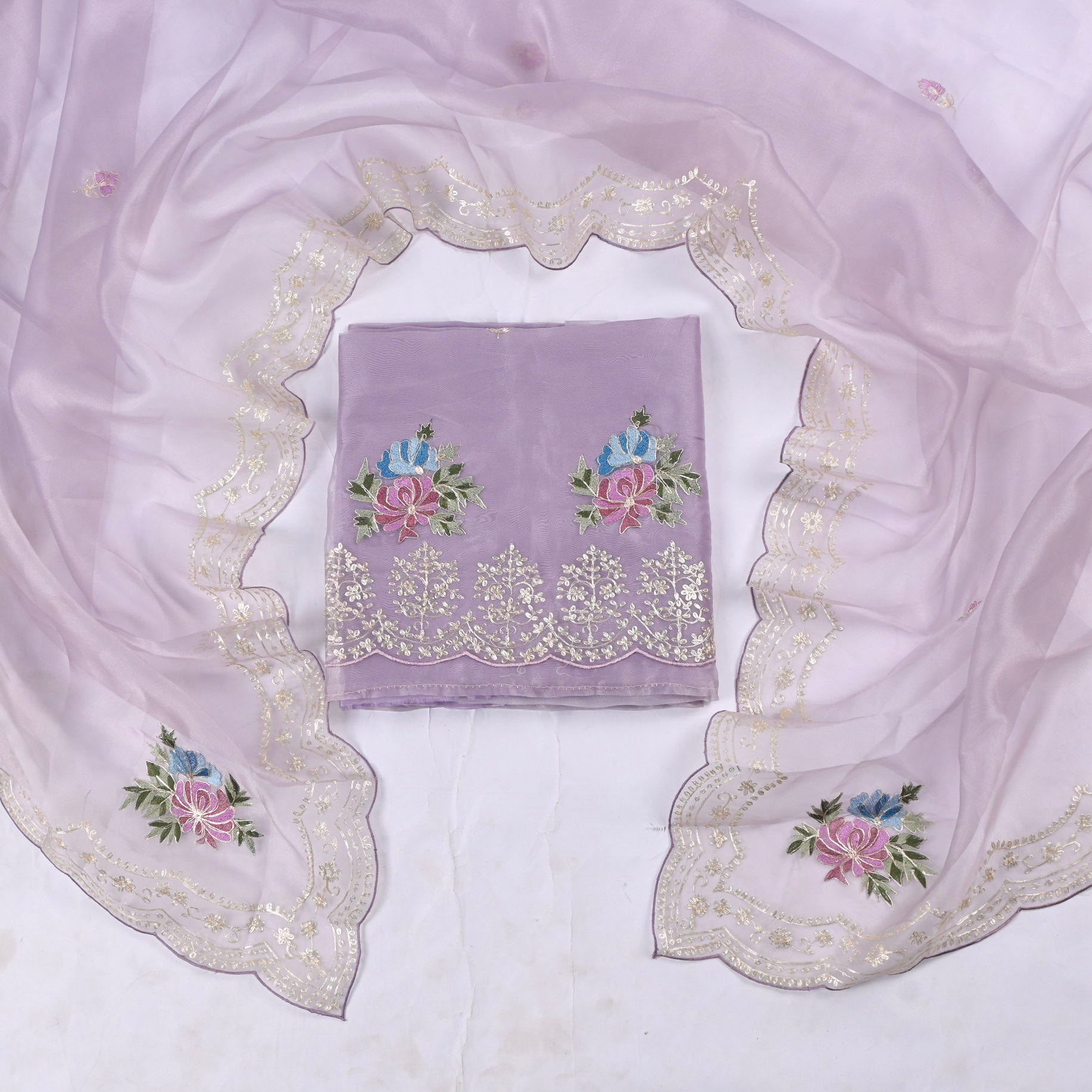 Glass Shimmer Lavender Unstitched Suit