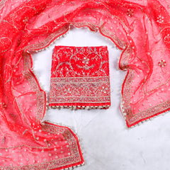 Glass Shimmer Red Unstitched Suit