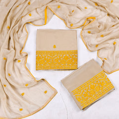 Organza Beige Unstitched Suit