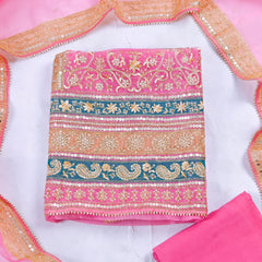 Glass Shimmer Pink Unstitched Suit