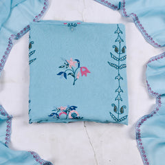 Georgette Sky Blue Unstitched Suit
