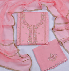 Organza Pink Unstitched Suit