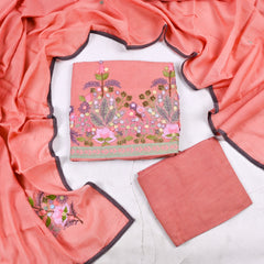 Mul Cotton Peach Unstitched Suit