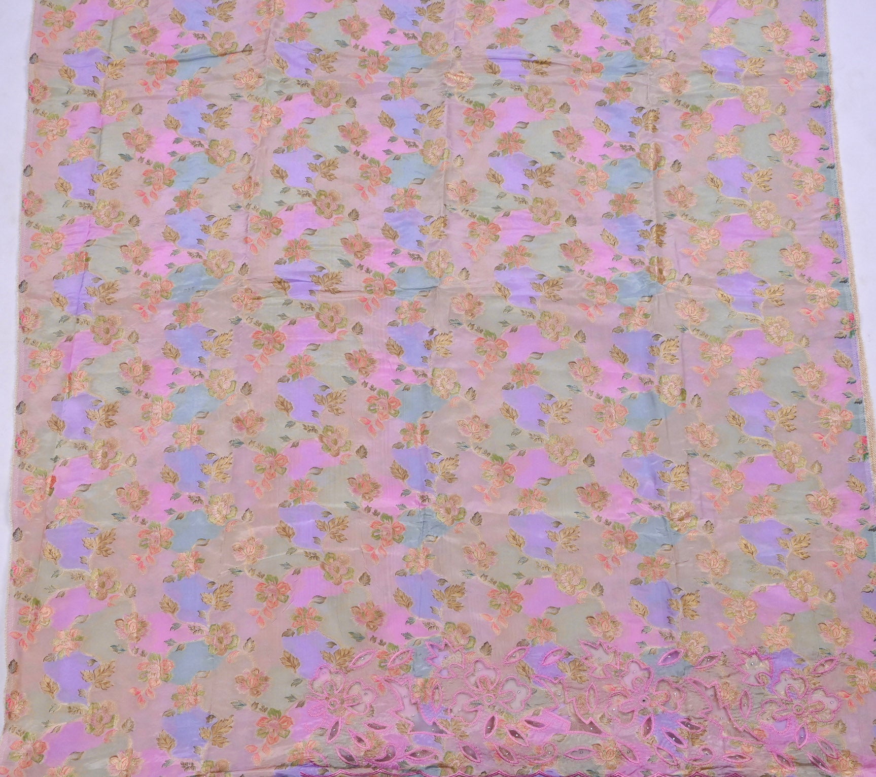 Banarasi Pink Unstitched Suit