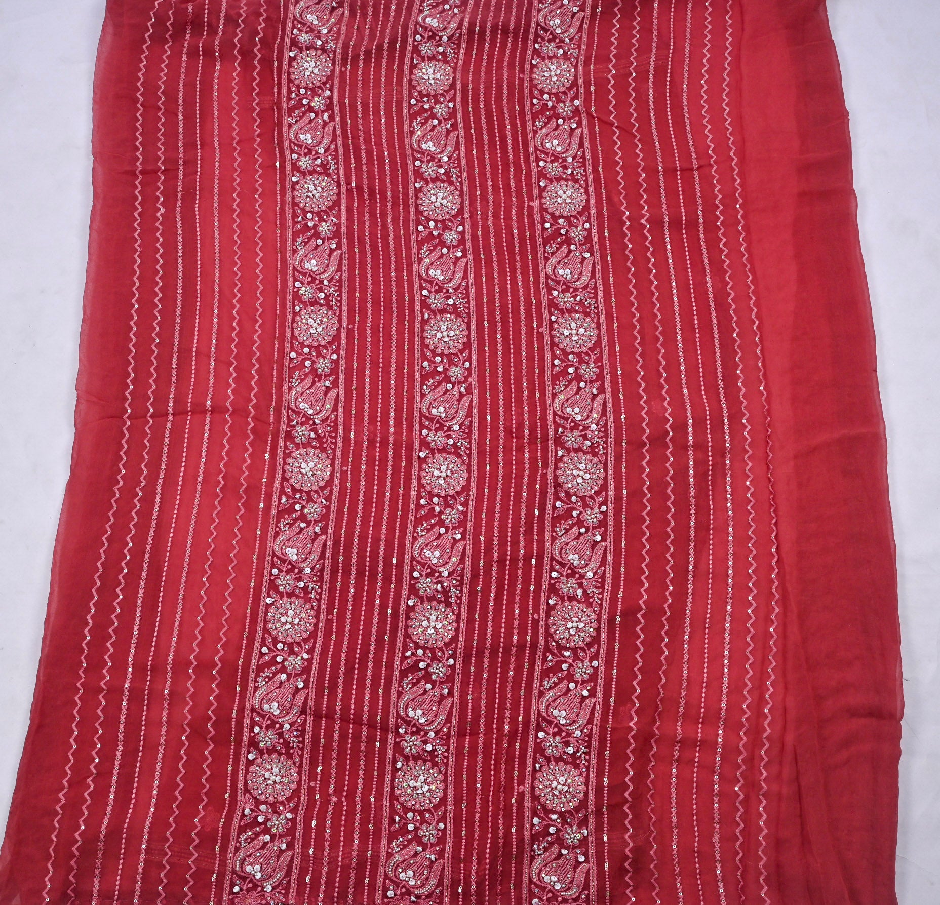Georgette Red Unstitched Suit