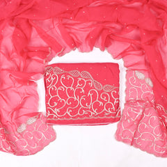 Organza Magenta Unstitched Suit