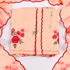 Twill Organza Peach Unstitched Suit