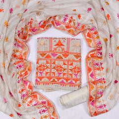 Shimmer Golden White Unstitched Suit