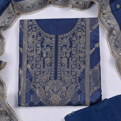 Banarasi Blue Unstitched Suit