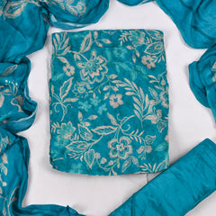 Crepe Sky Blue Unstitched Suit