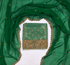 Shimmer Green Unstitched Suit