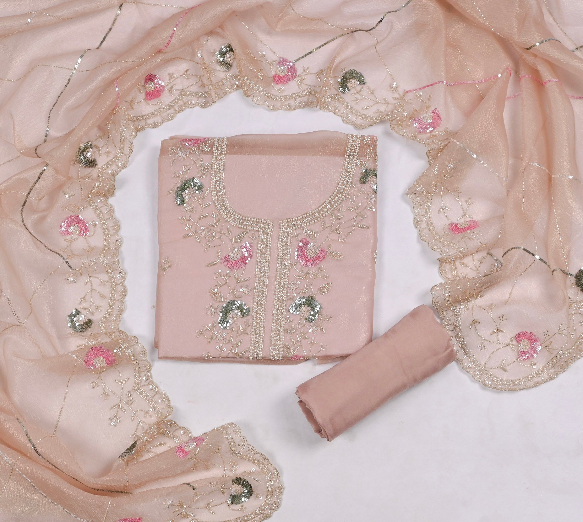 Crush Beige Unstitched Suit