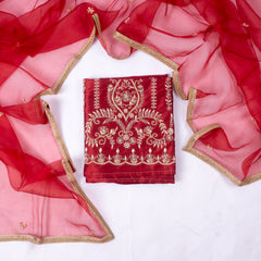 Gavadin Silk Red Unstitched Suit