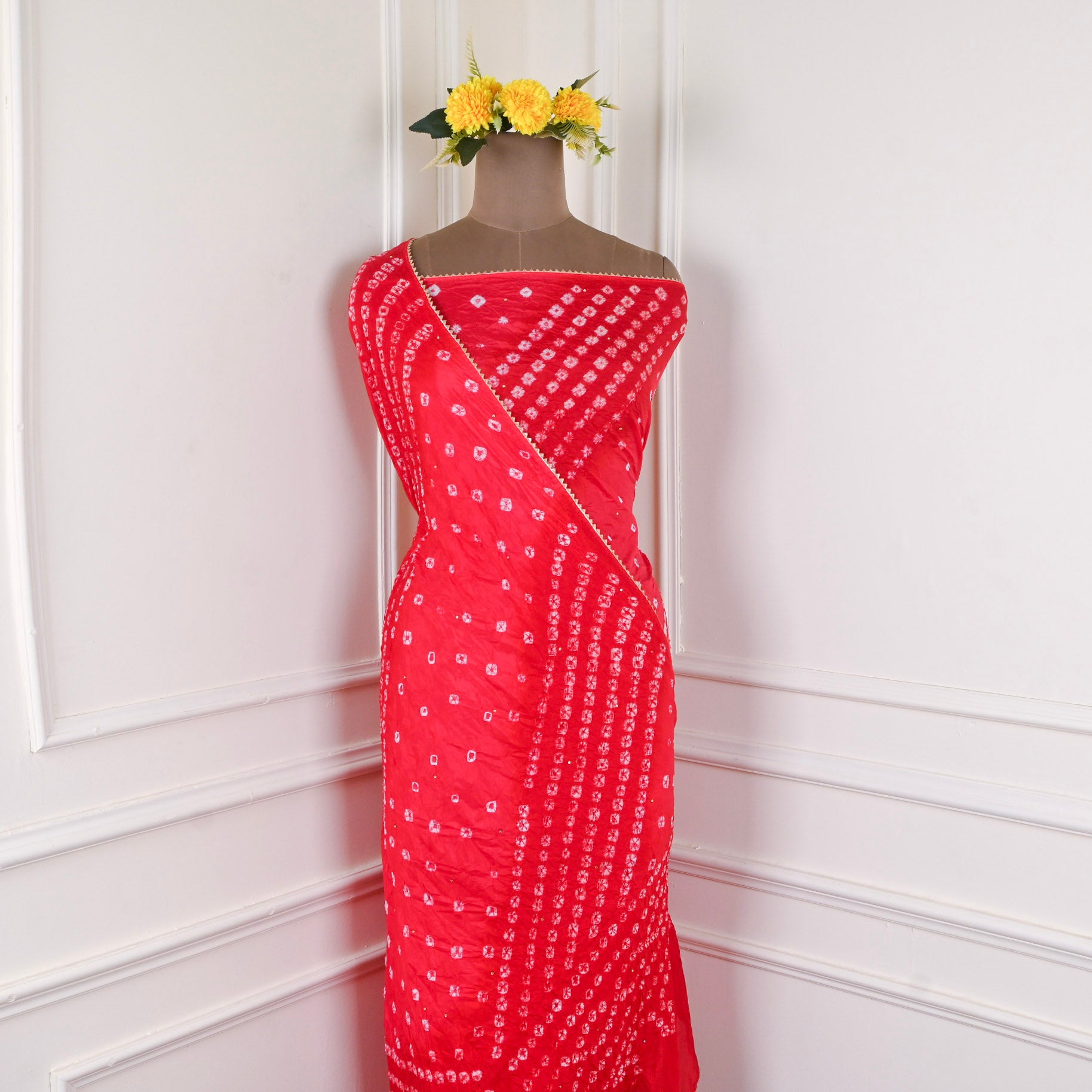 Muslin Red Unstitched Suit