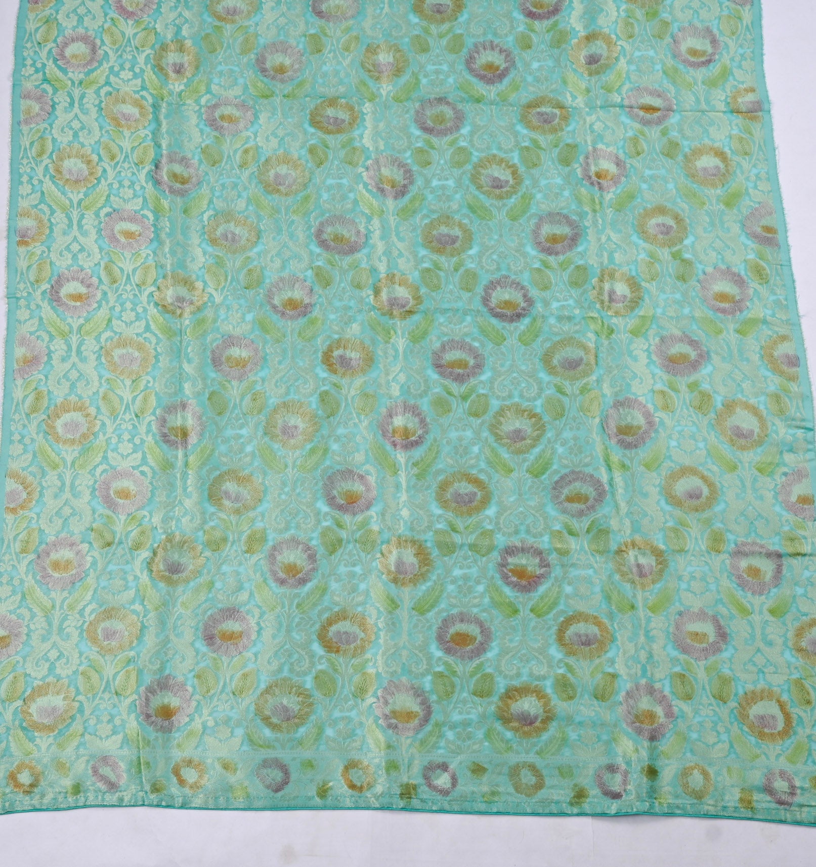 Banarasi Aqua Blue Unstitched Suit