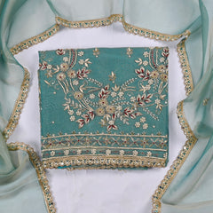 Shimmer Ferozi Unstitched Suit