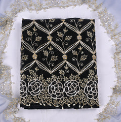Glass Organza Black Unstitched Suit