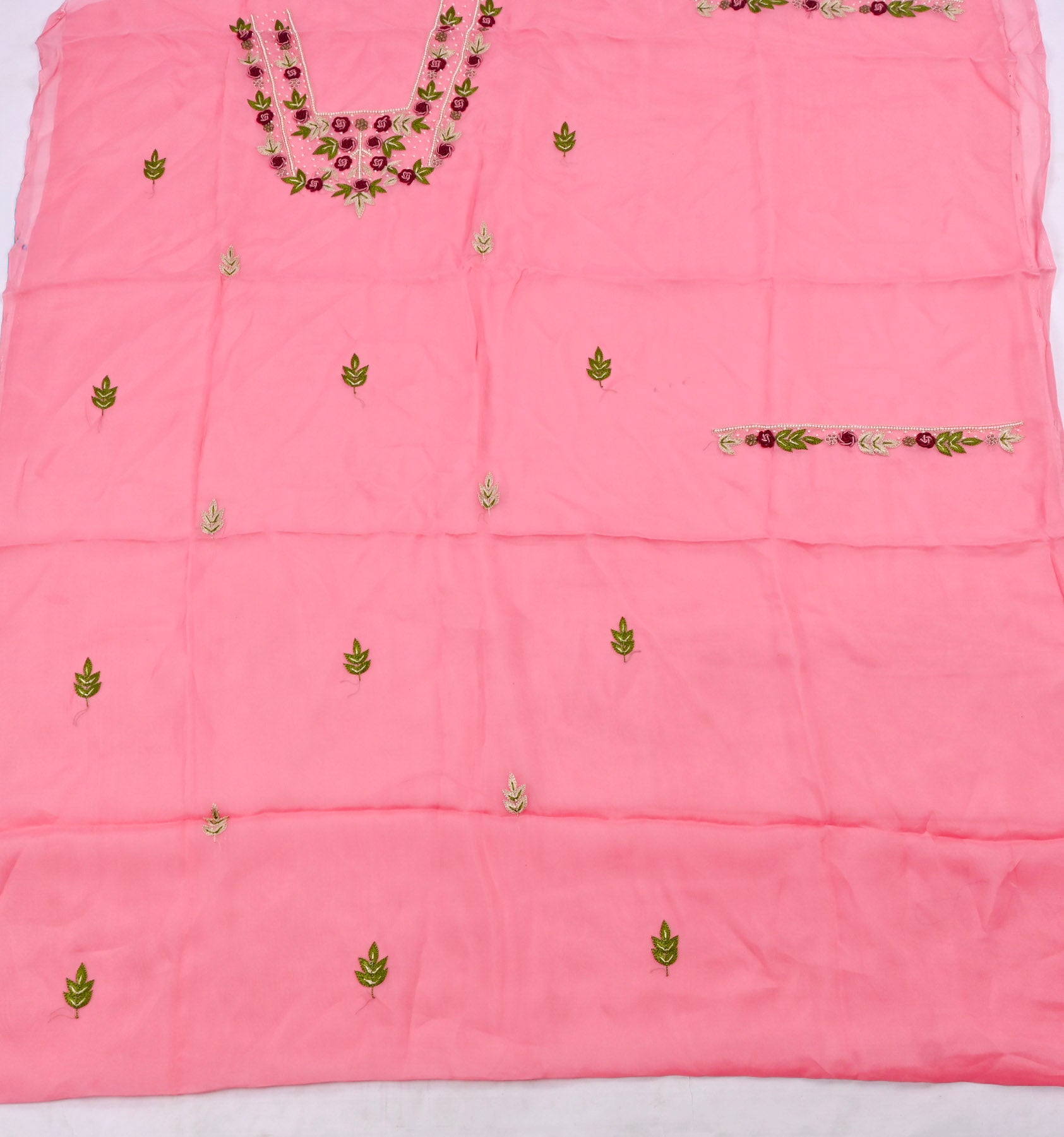 Organza Pink Unstitched Suit