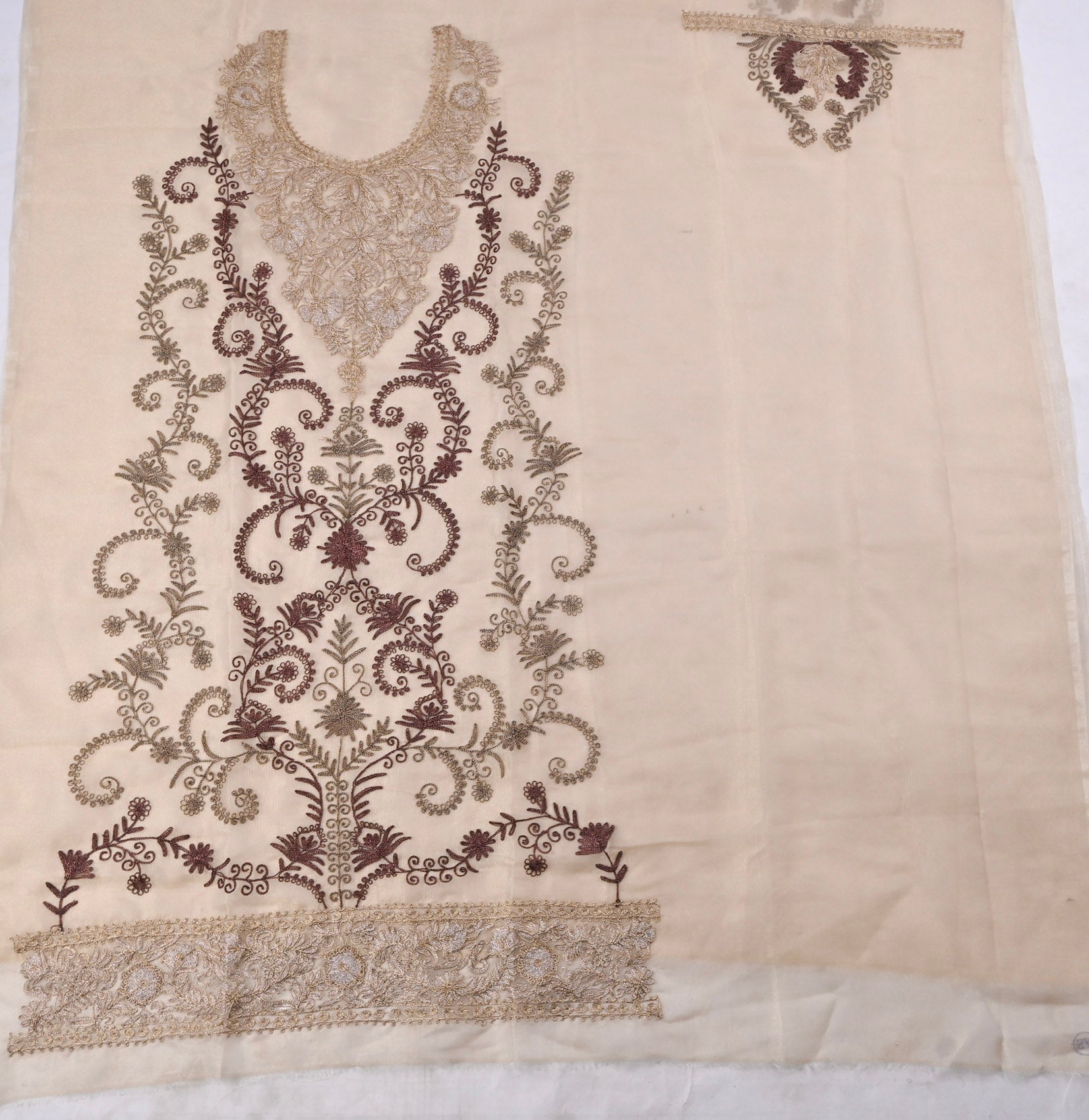 Crush Shimmer Beige Unstitched Suit