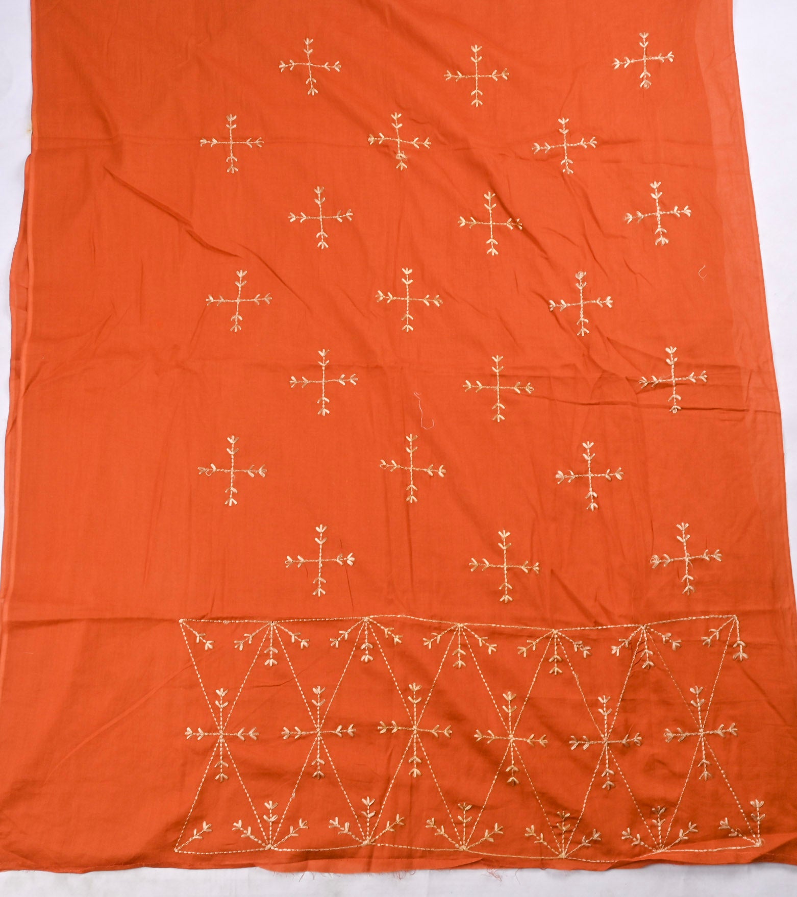 Mul Mul Orange Phulkari Suit