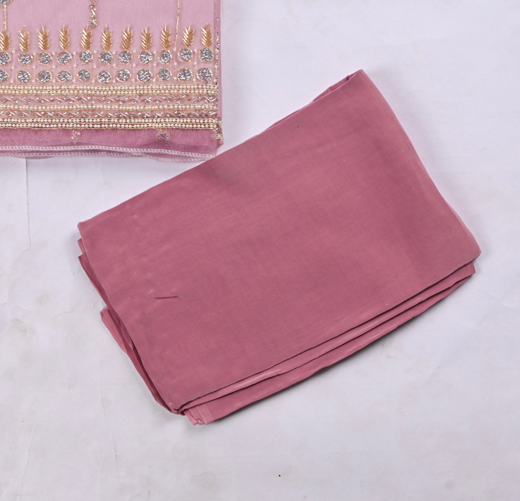 Crush Onion Pink Unstitched Suit