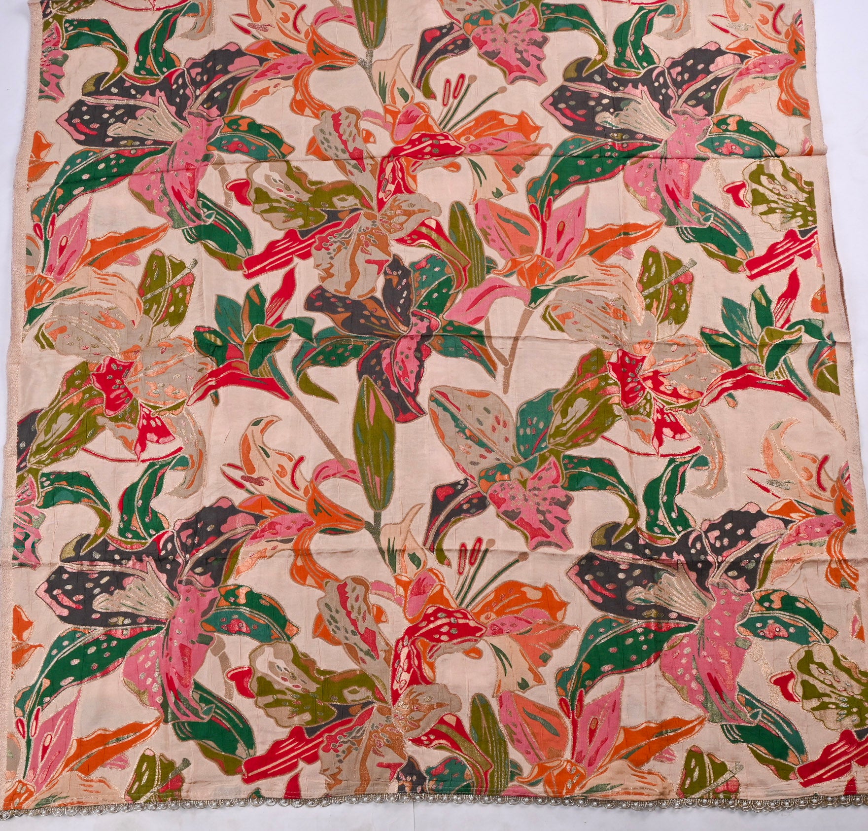 Banarasi Silk Beige Unstitched Suit