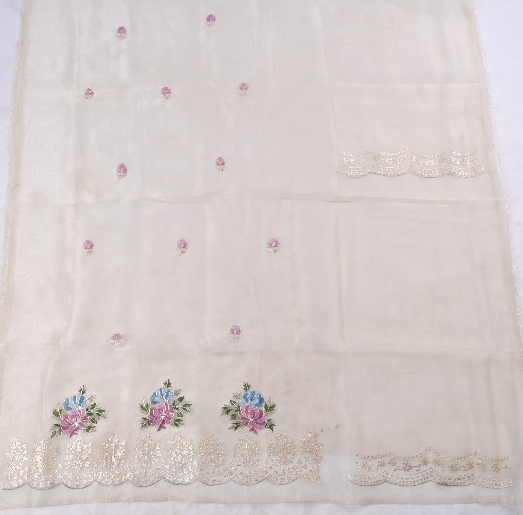 Glass Shimmer Off-White Unstitched Suit