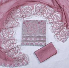 Organza Pink Unstitched Suit