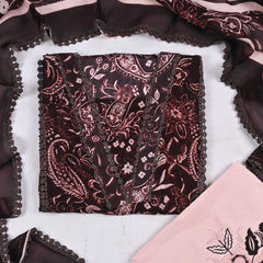 Mul Deep wine Unstitched Suit
