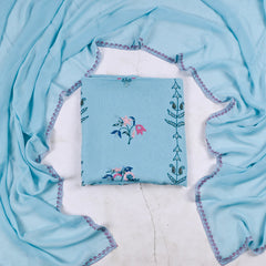 Georgette Sky Blue Unstitched Suit