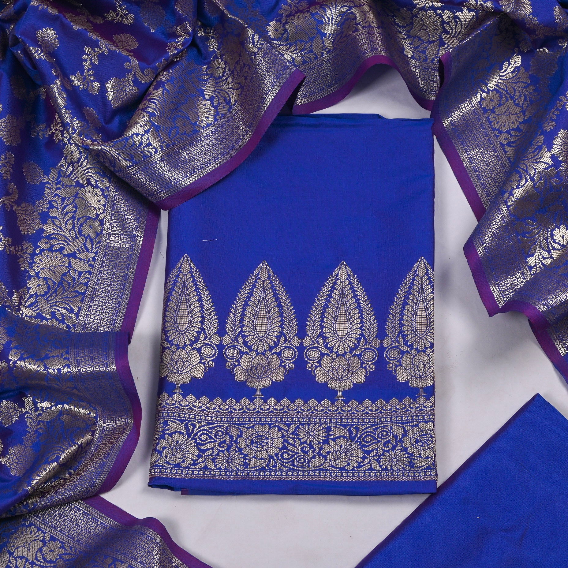 Silk Blue Unstitched Suit