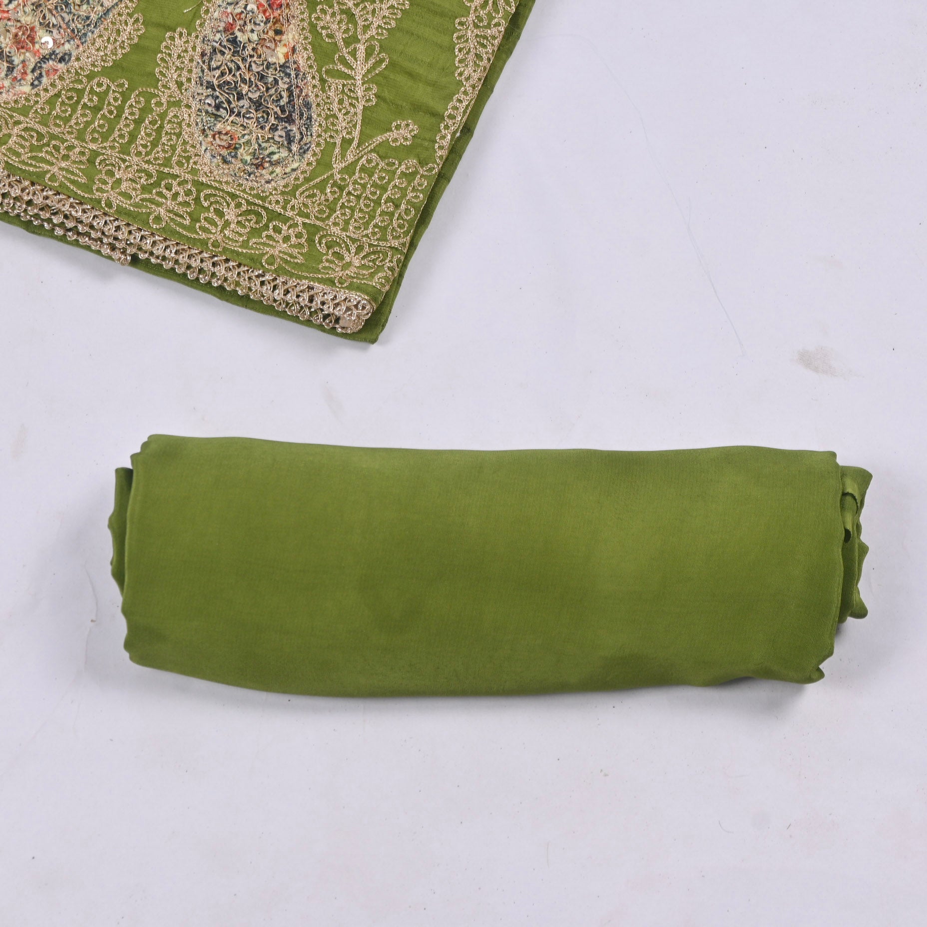 Raw Silk Parrot Unstitched Suit