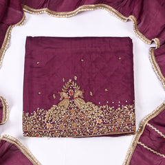Silk Wine Unstitched Suit