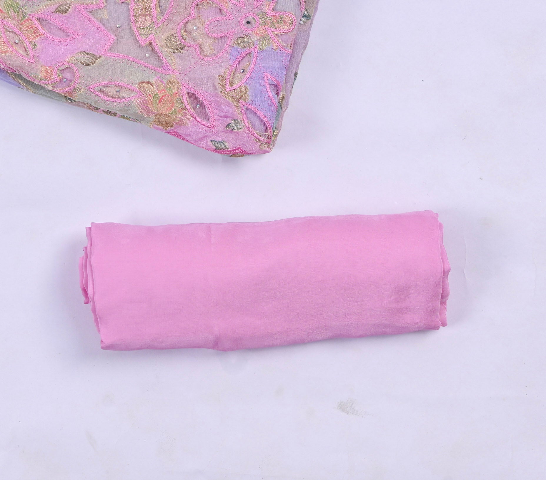 Banarasi Pink Unstitched Suit