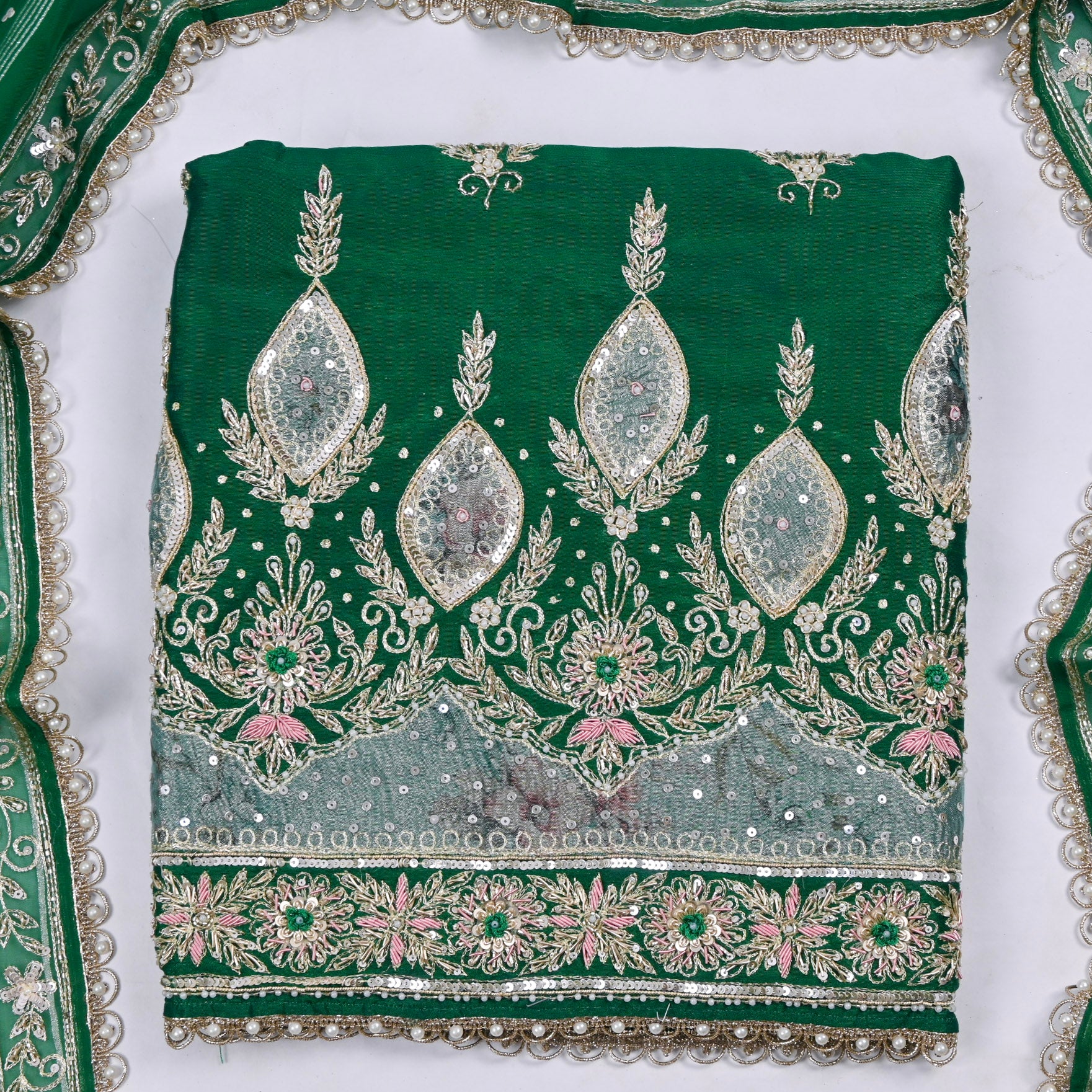 Raw Silk Green Unstitched Suit