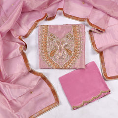 Shimmer Baby Pink Unstitched Suit